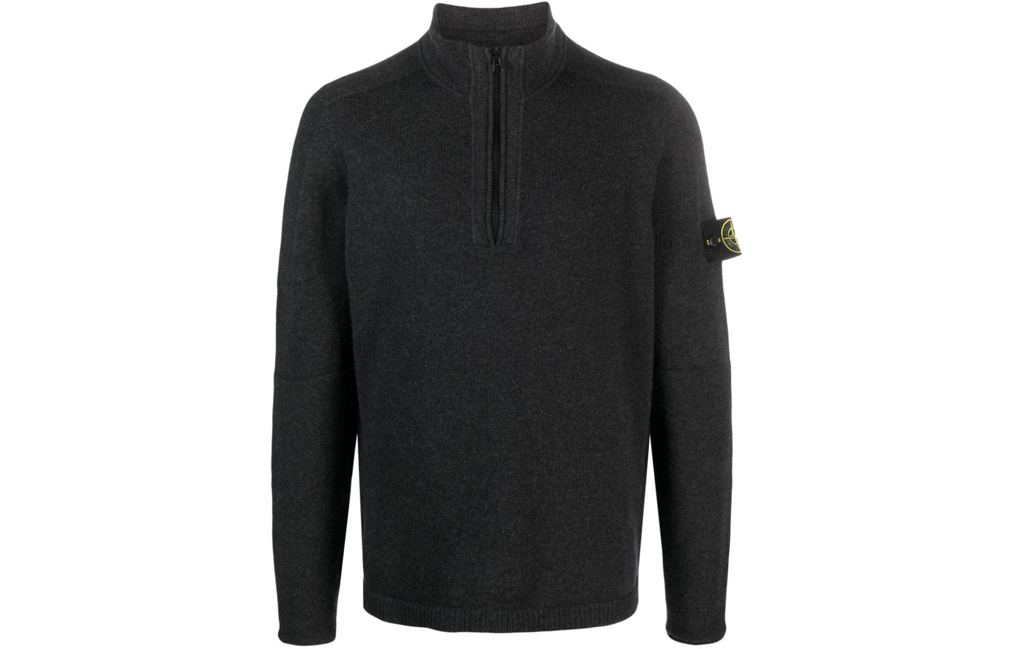 Stone Island Half-Zip Pullover Sweatshirt Solid Gray Long Sleeve 7915529A3-V0M65