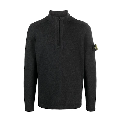 Stone Island Half-Zip Pullover Sweatshirt Solid Gray Long Sleeve 7915529A3-V0M65