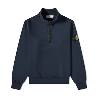 Stone Island Half-Zip Stand Collar Sweatshirt Navy Blue Casual Wear 101561951-A0020