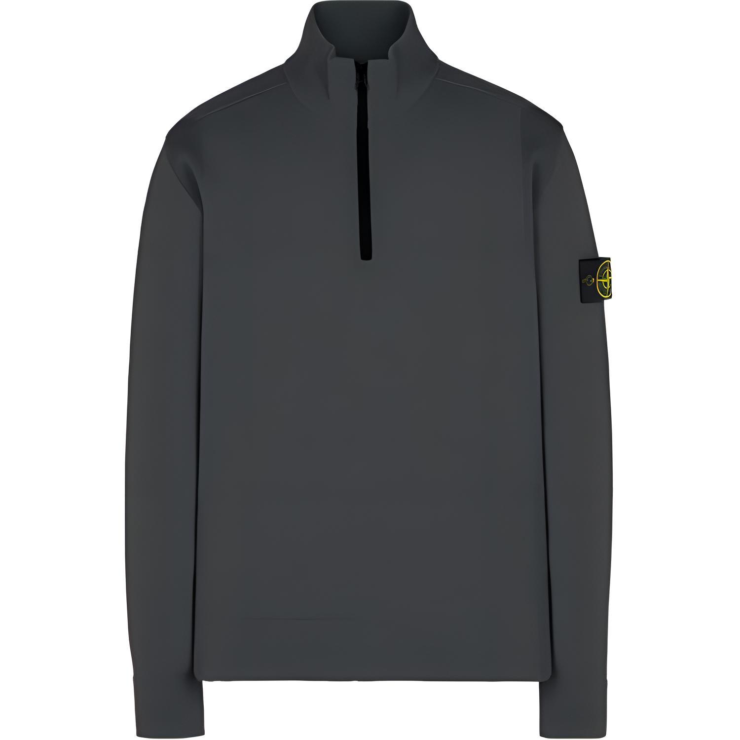 Stone Island Half-Zip Sweatshirt with Logo in Charcoal Gray 8115521A1-V0062