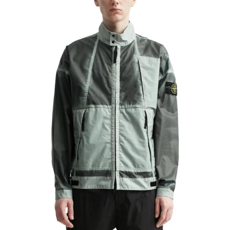 Shop ストーンアイランド ハンドスプレー スカイブルー ジャケット - スプレーペイント ハイカラー 7815431T1-V0041