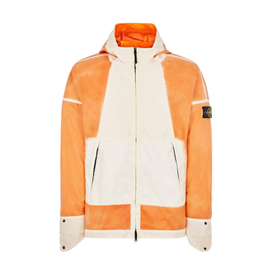 STONE ISLAND Hand-Sprayed SS23 Hooded Jacket Brown Dye Print Collection. 7815430T1-V0073