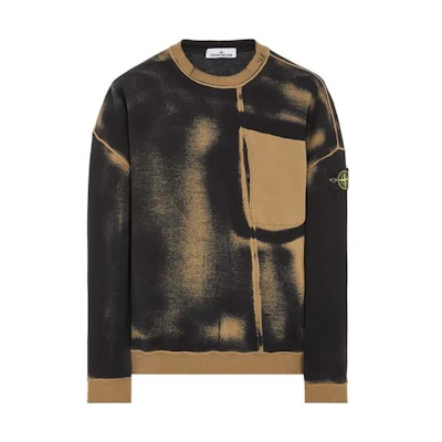 STONE ISLAND Hand Sprayed Crewneck Sweatshirt SS23 Bark Color Long Sleeve 7815627T2-V0098