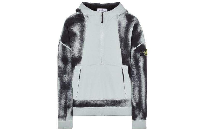 Stone Island Hand Sprayed Hoodie Men’s Half-Zip Dye Print Sky Blue 7815628T2-V0041