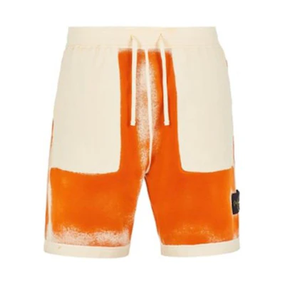 Stone Island Hand Sprayed Printed Drawstring Casual Shorts Brown for Men. 7815647T2-V0073