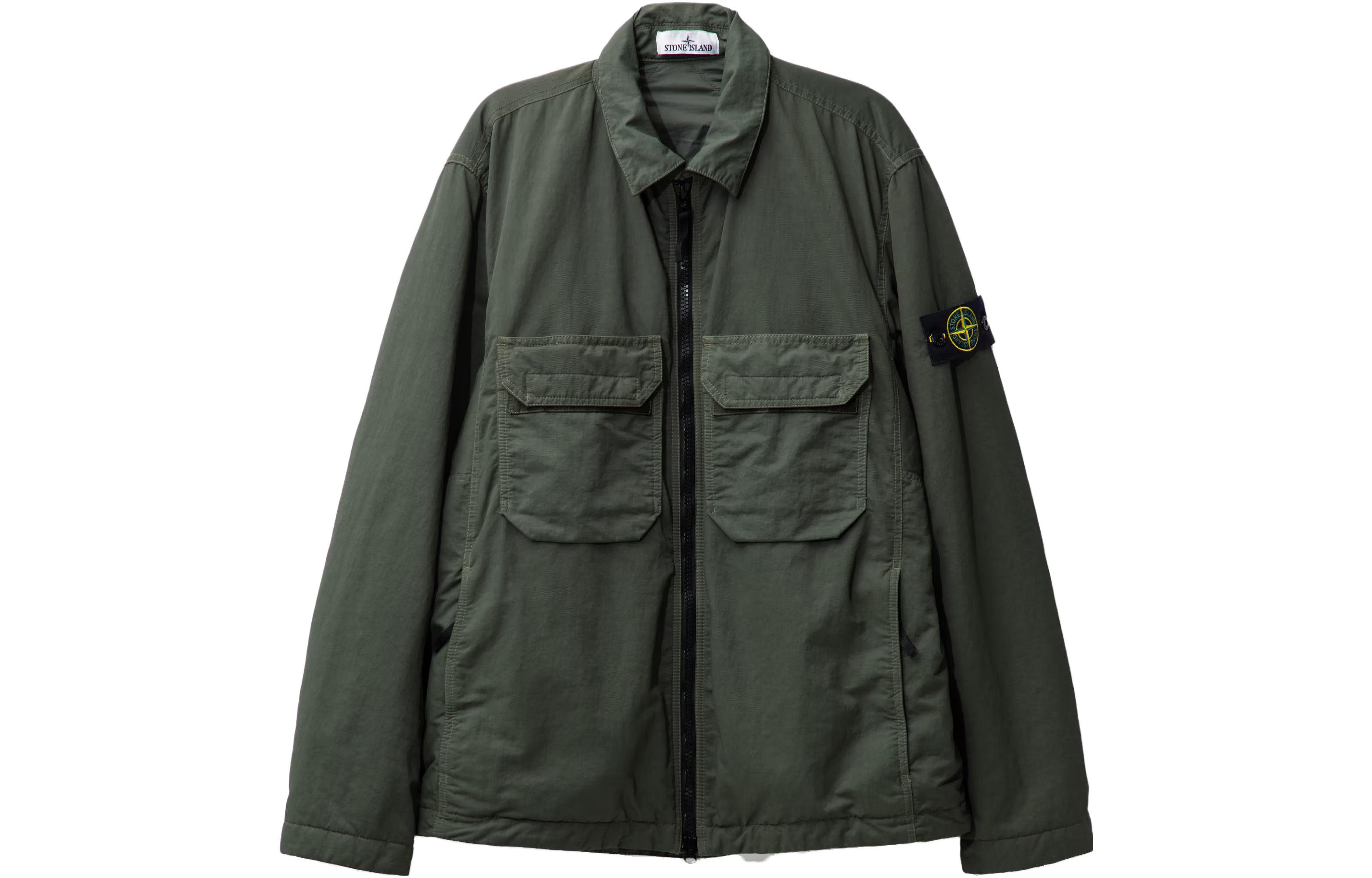 Stone Island High-Density Nylon Overshirt Jacket Olive Green Long Sleeve 7915Q0721-V0058