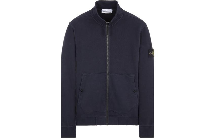 Stone Island High-Neck Zip-Up Jacket Navy Blue 791562820-V0020