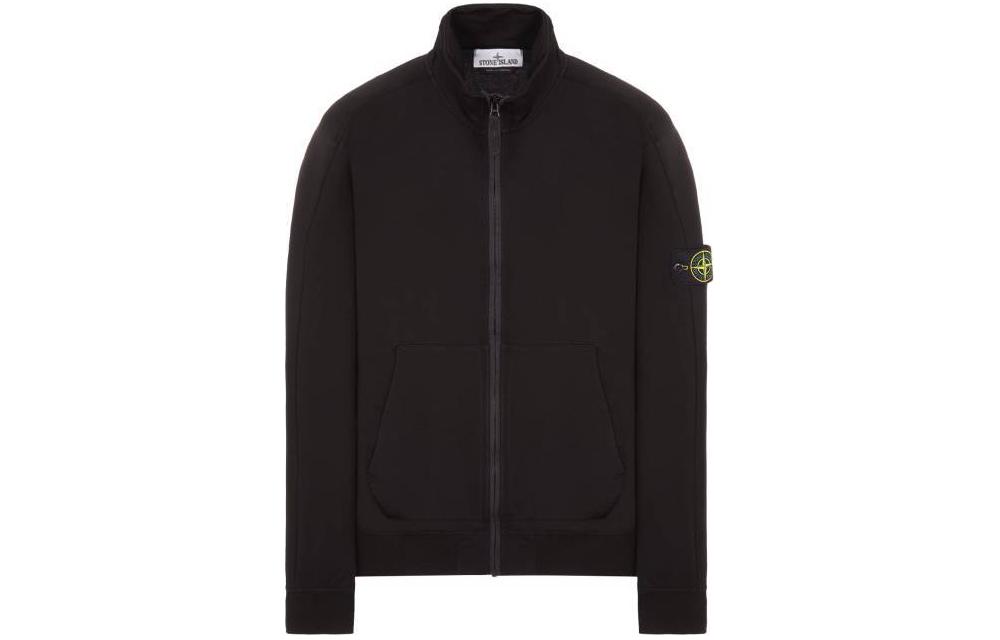 Stone Island High-Neck Zip Logo Straight-Fit Jacket Black ( Long Sleeve) 801564952-V0029