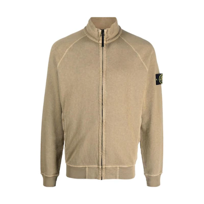 Stone Island High Collar Compass Patch Zip Sweatshirt Khaki - Long Sleeve 781562460-V0198