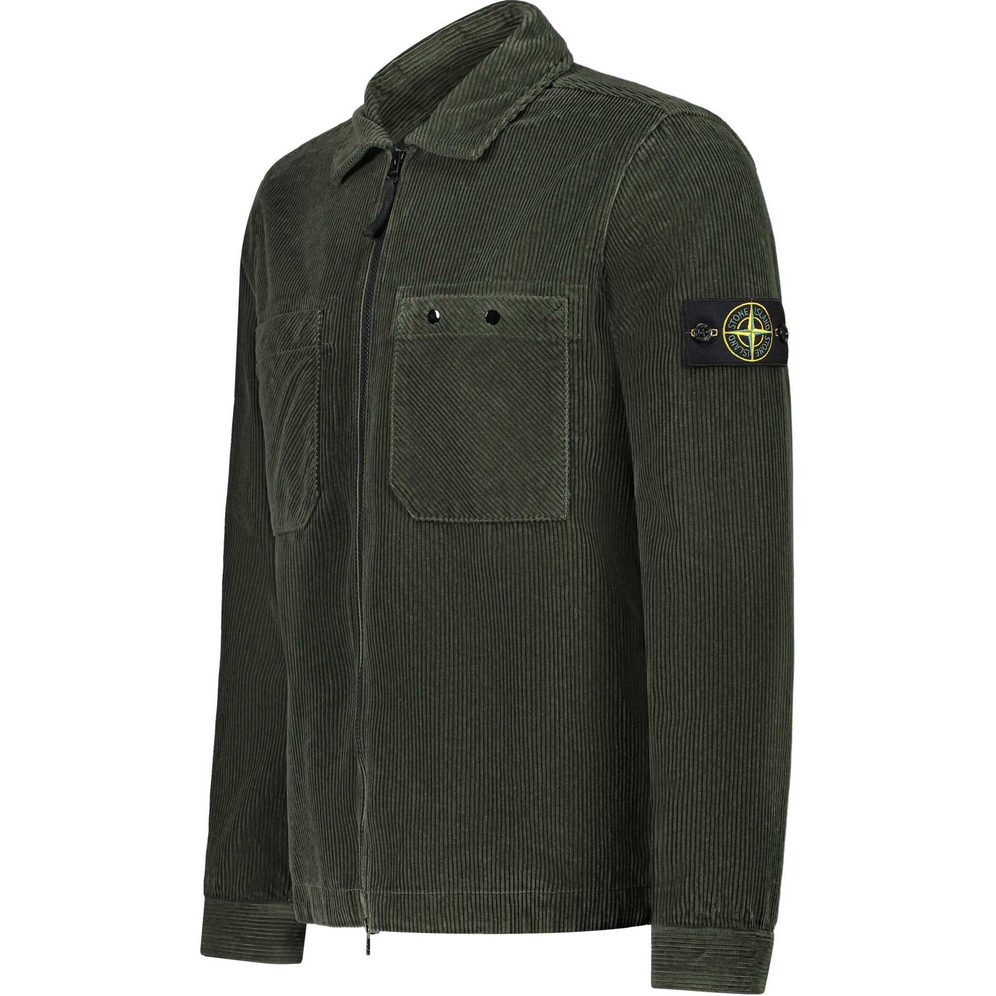 Stone Island Holiday FW24 Corduroy Logo Patch Zip Jacket  Moss Green 811511604-V0059 圖 4