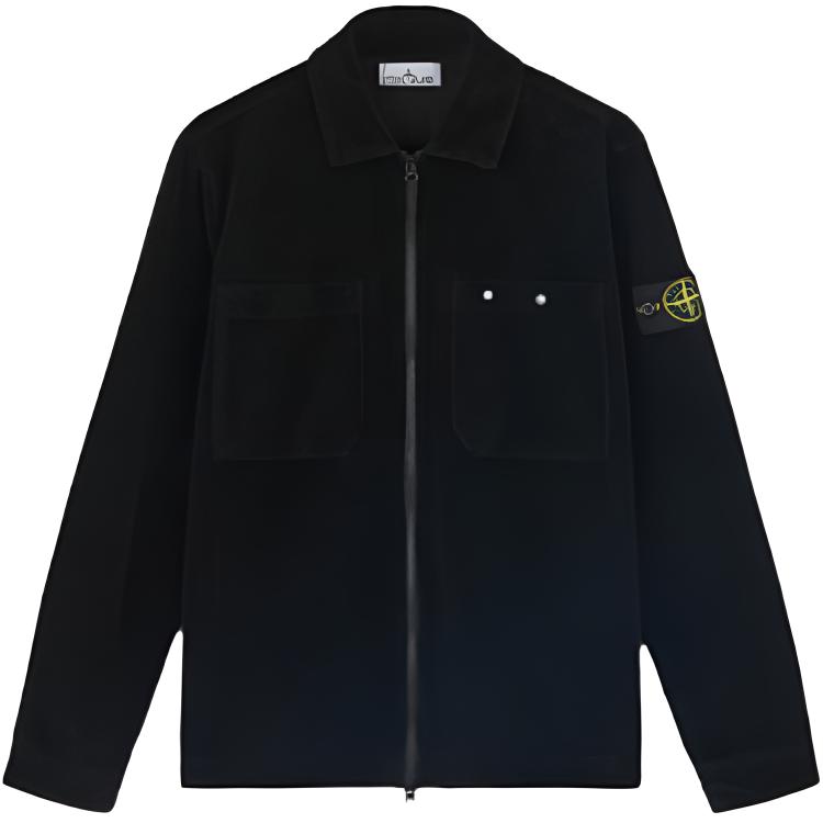 Stone Island Holiday FW24 Organic Cotton Corduroy Logo Jacket Black Unisex 811511604-V0029