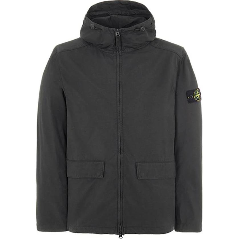 Stone Island Hooded Badge Zip-Up Jacket Deep Gray 761540833-V0065