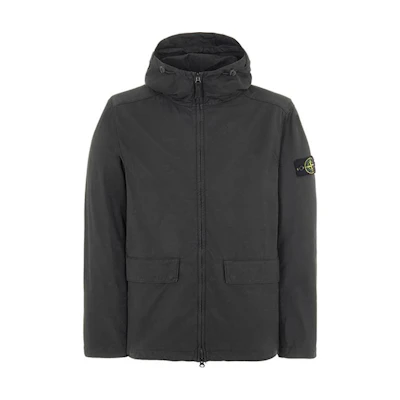 Stone Island Hooded Badge Zip-Up Jacket Deep Gray 761540833-V0065
