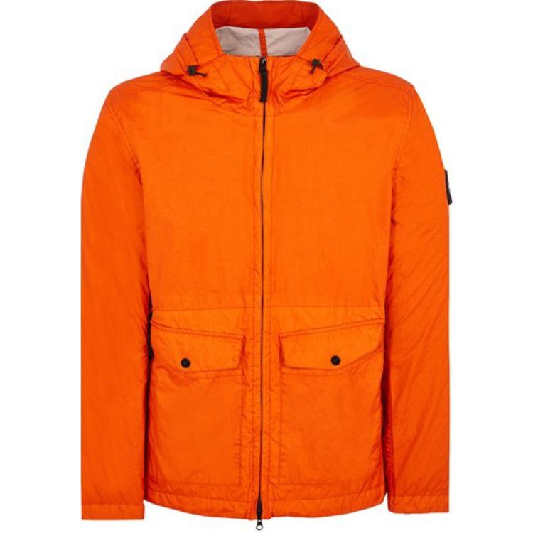 Stone Island Hooded Drop Shoulder Zip Jacket Unisex Orange 801541123-V0032