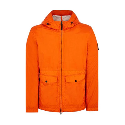 Stone Island Hooded Drop Shoulder Zip Jacket Unisex Orange 801541123-V0032