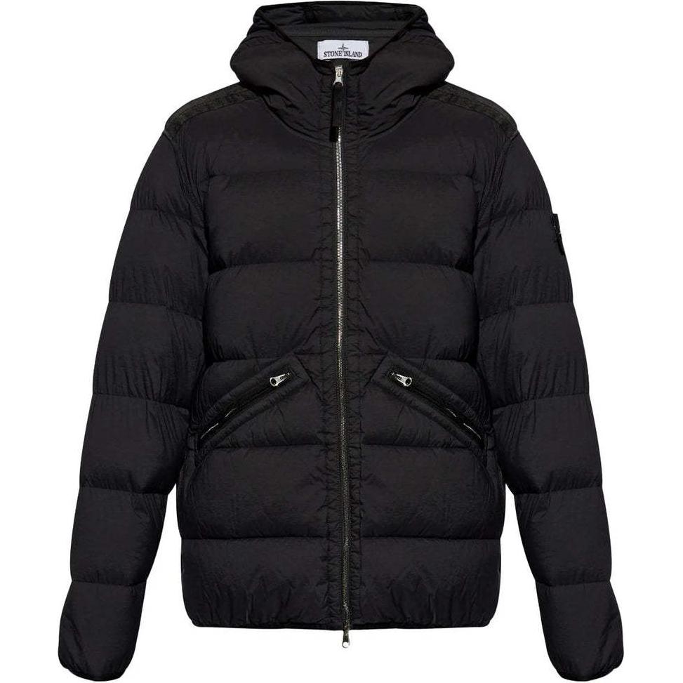Stone Island Hooded Zip-Up Down Jacket Unisex Black 811543128-V0029