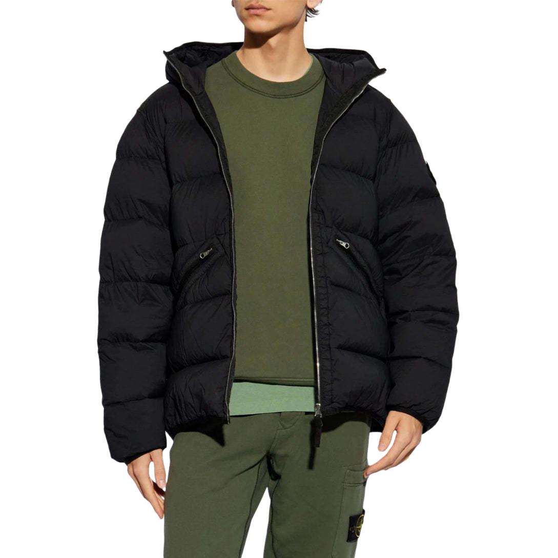 Stone Island Hooded Zip-Up Down Jacket Unisex Black 811543128-V0029 圖 3