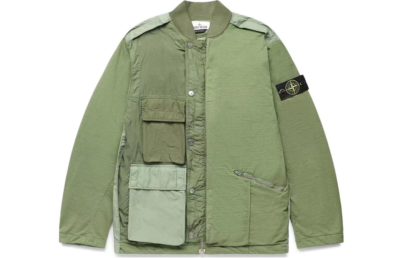 Stone Island HYPE-TC SS23 Sage Green Reversible Multi-Pocket Jacket Men’s Casual Coat 781543532-V0055