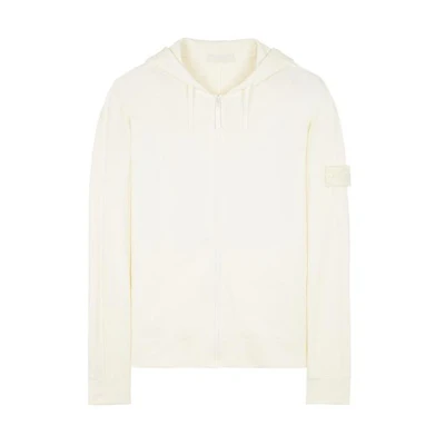 Stone Island Ivory Hoodie with Side Logo Badge Design 8015669F3-V0099