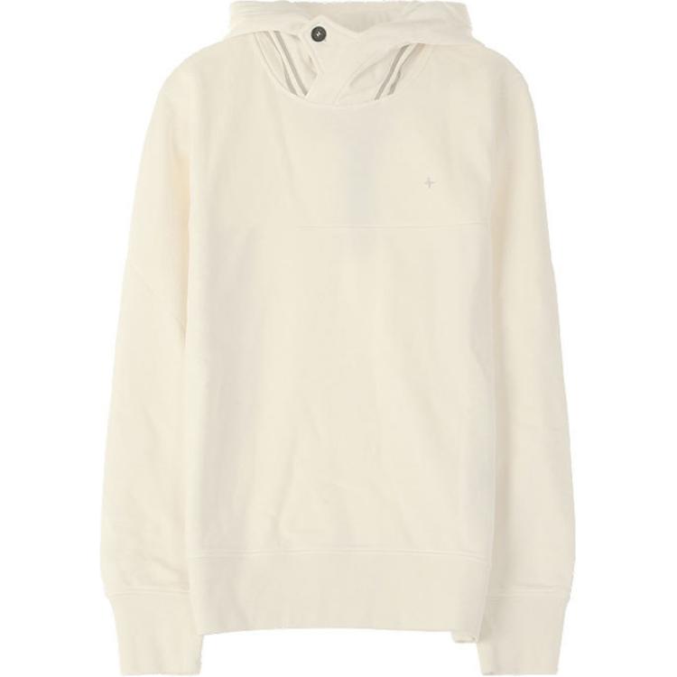 Stone Island Ivory Hoodie with Star Embroidery Pullover Long Sleeve 721560151-V0093