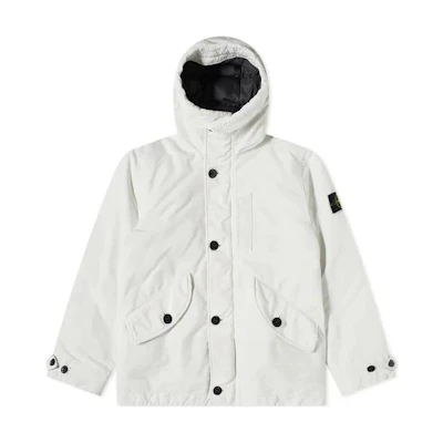Stone Island Ivory White Solid Color Hooded Jacket 771541349-V0003