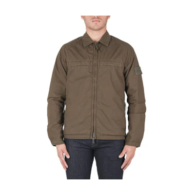 Stone Island Khaki Collared Zip-Up Long Sleeve Jacket 7415119F4-V0054