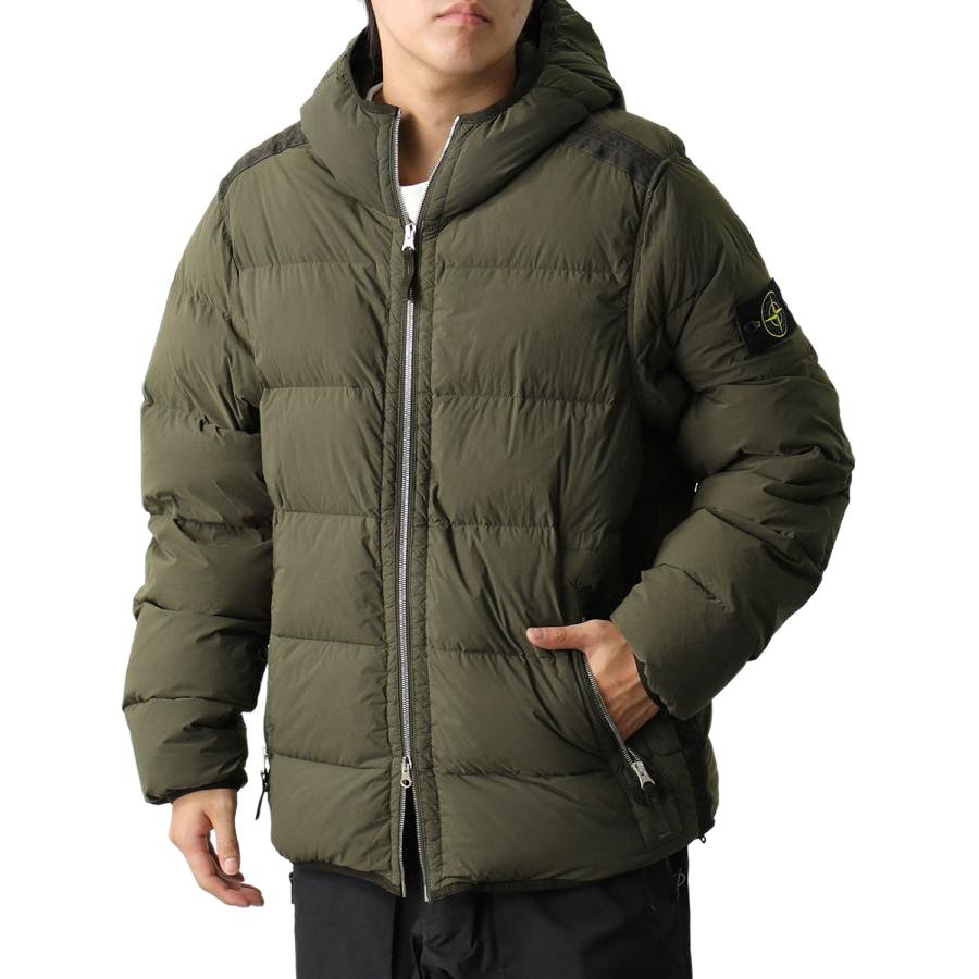 Stone Island Khaki Full-Zip Hoodie Jacket Casual Long Sleeve 351021056-V0058