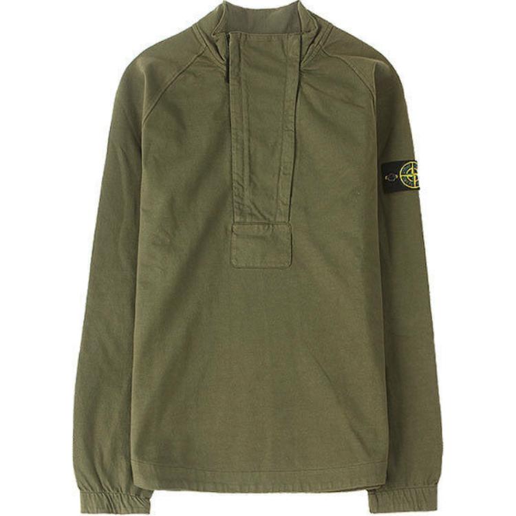 Stone Island Khaki Long-Sleeve Sweatshirt with Logo Patch 721561450-V0058