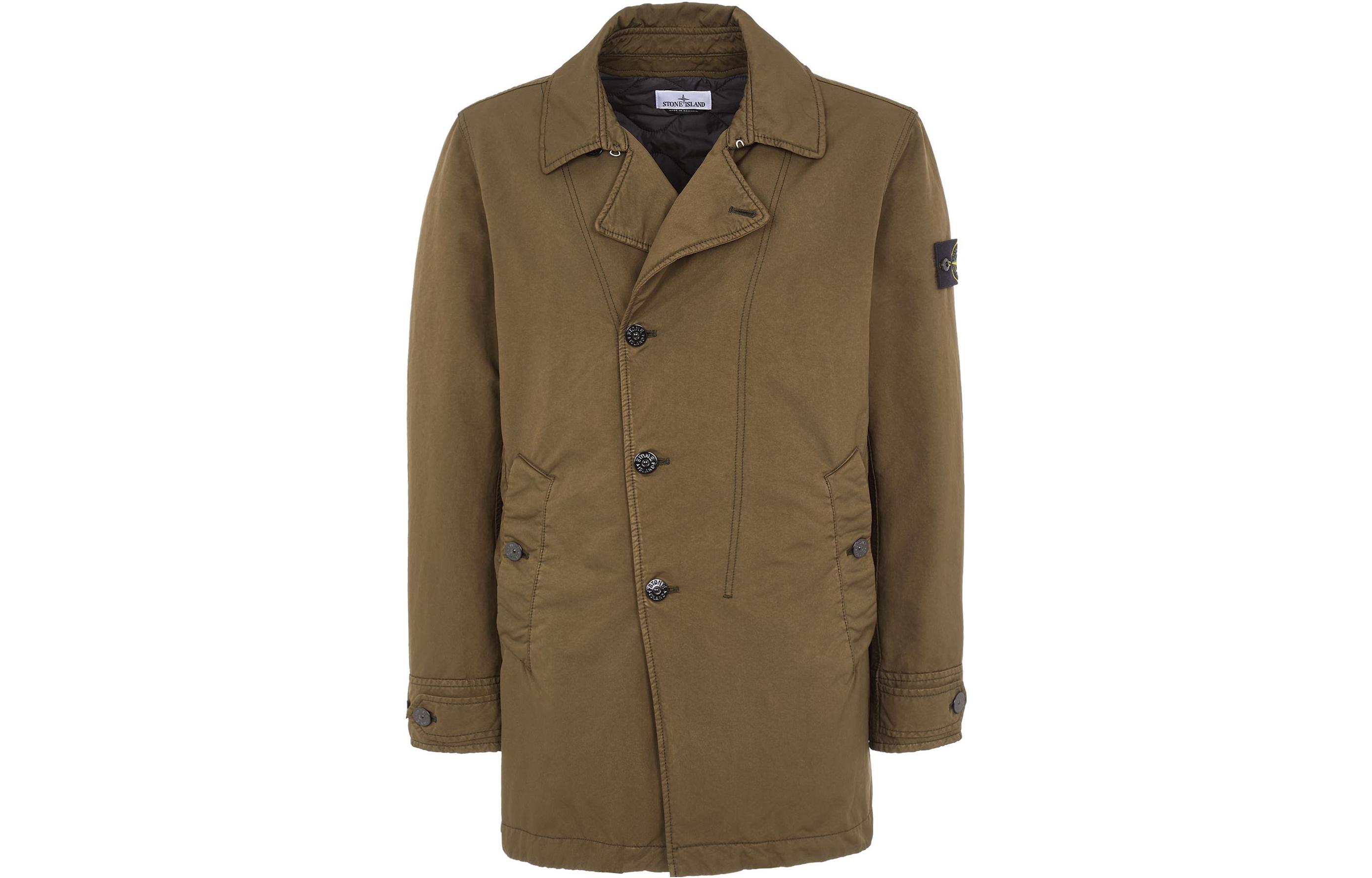 Stone Island Khaki Solid Color Loose Fit Long Sleeve Jacket for Men 791542149-V0058