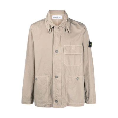 Stone Island Khaki Solid Loose-Fit Collar Jacket 781542329-V0092