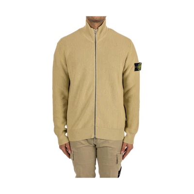 Stone Island Khaki Zip-Up Jacket with Minimal Logo for Men 8015526D8-V0091