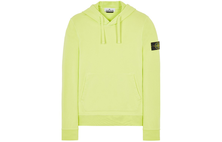 Stone Island Lemon Yellow Cotton Fleece Hoodie 761564151-V0031