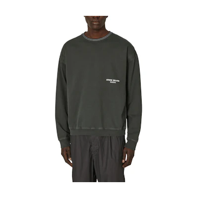 Stone Island Letter Print Crewneck Long Sleeve Sweatshirt Men Grey 8015614X2-V0165