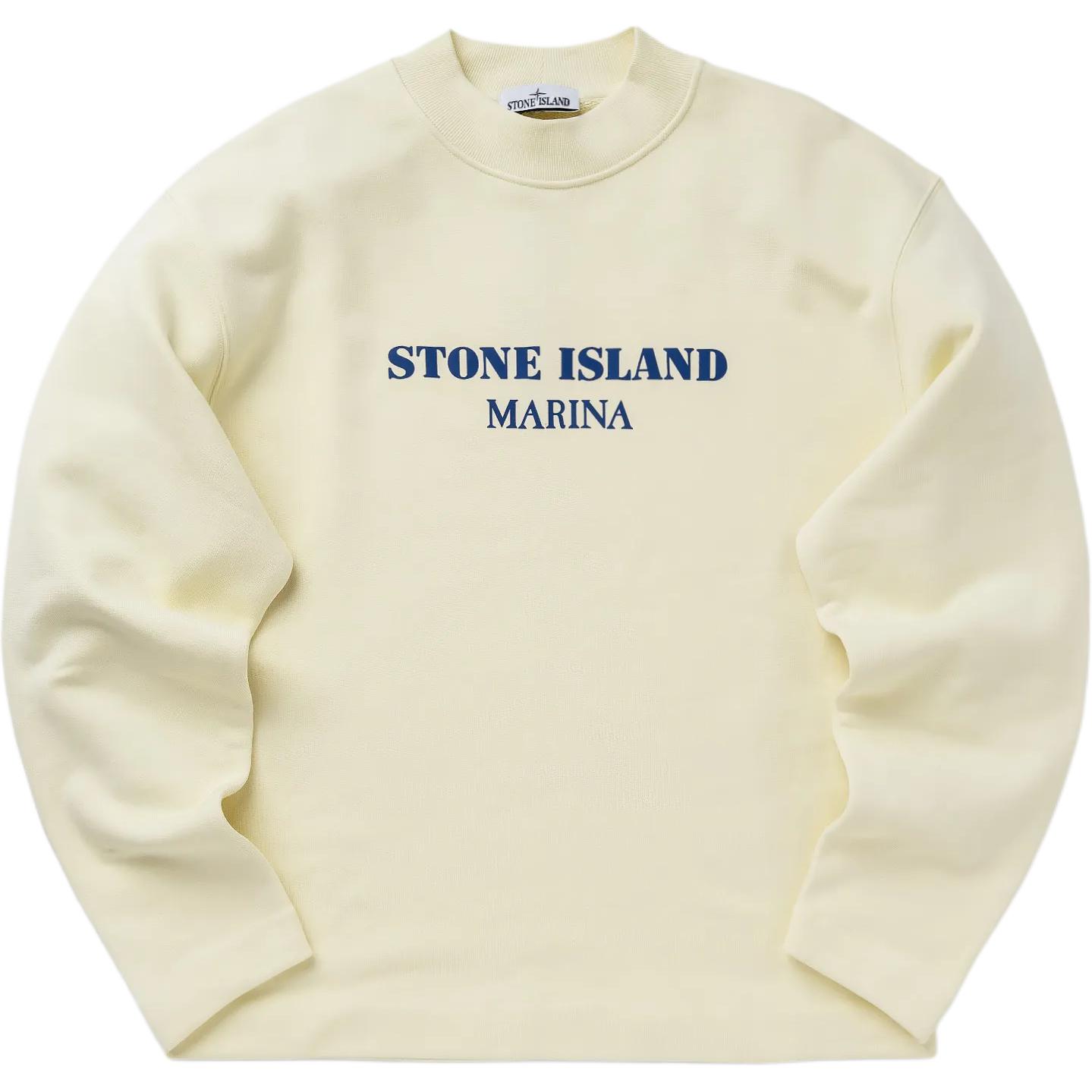 Stone Island Letter Print Crewneck Sweatshirt Beige Long Sleeve 8115631X5-V0035