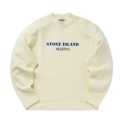 Stone Island Letter Print Crewneck Sweatshirt Beige Long Sleeve 8115631X5-V0035