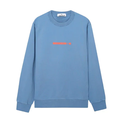 Stone Island Letter Print Crewneck Sweatshirt Blue 761563085-V0046