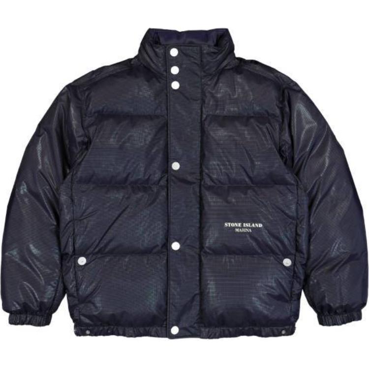 Stone Island Letter Print Puffer Jacket Navy - Unisex Winter Outerwear 8115446X1-V0026