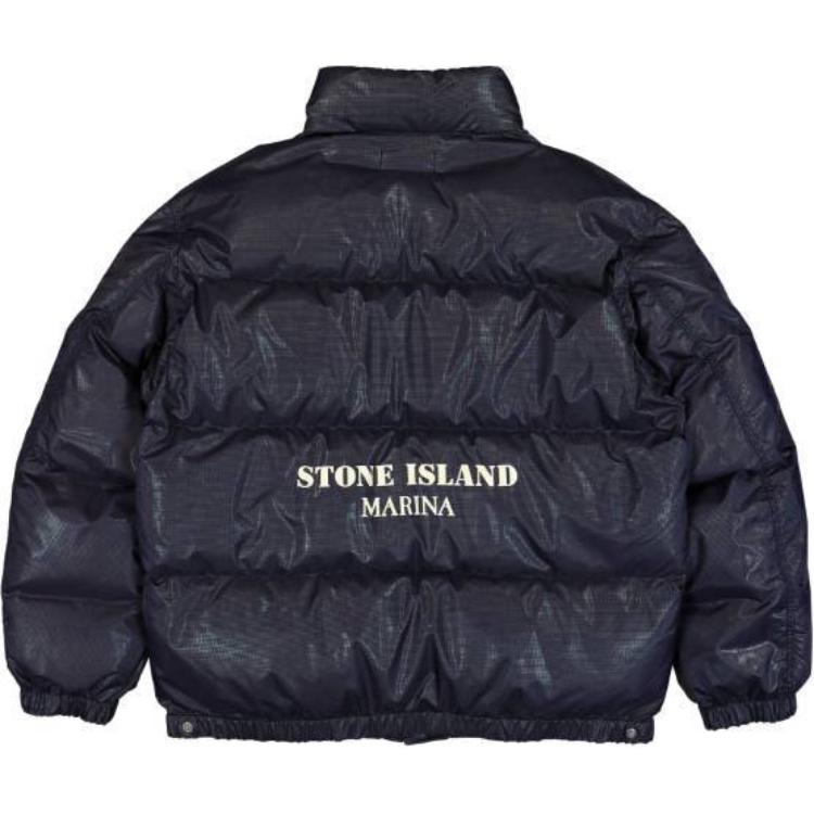 Stone Island Letter Print Puffer Jacket Navy - Unisex Winter Outerwear 8115446X1-V0026 圖 3