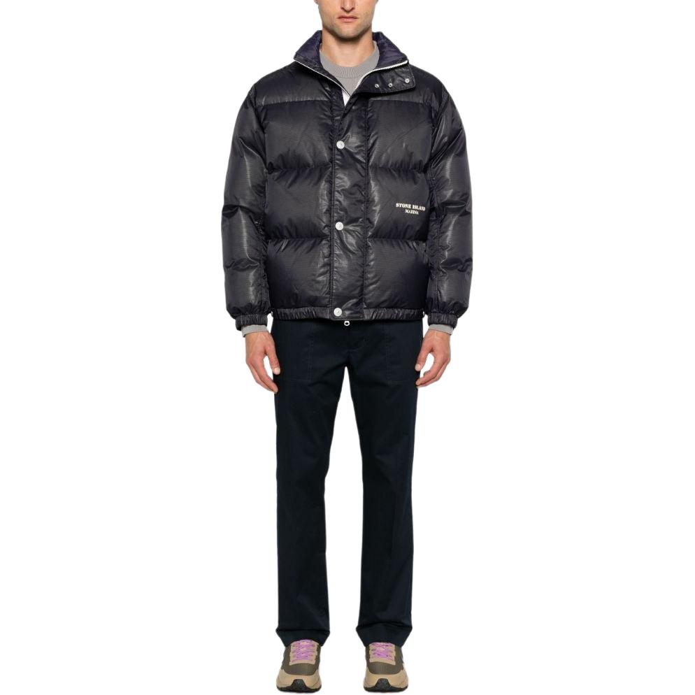 Stone Island Letter Print Puffer Jacket Navy - Unisex Winter Outerwear 8115446X1-V0026 圖 5