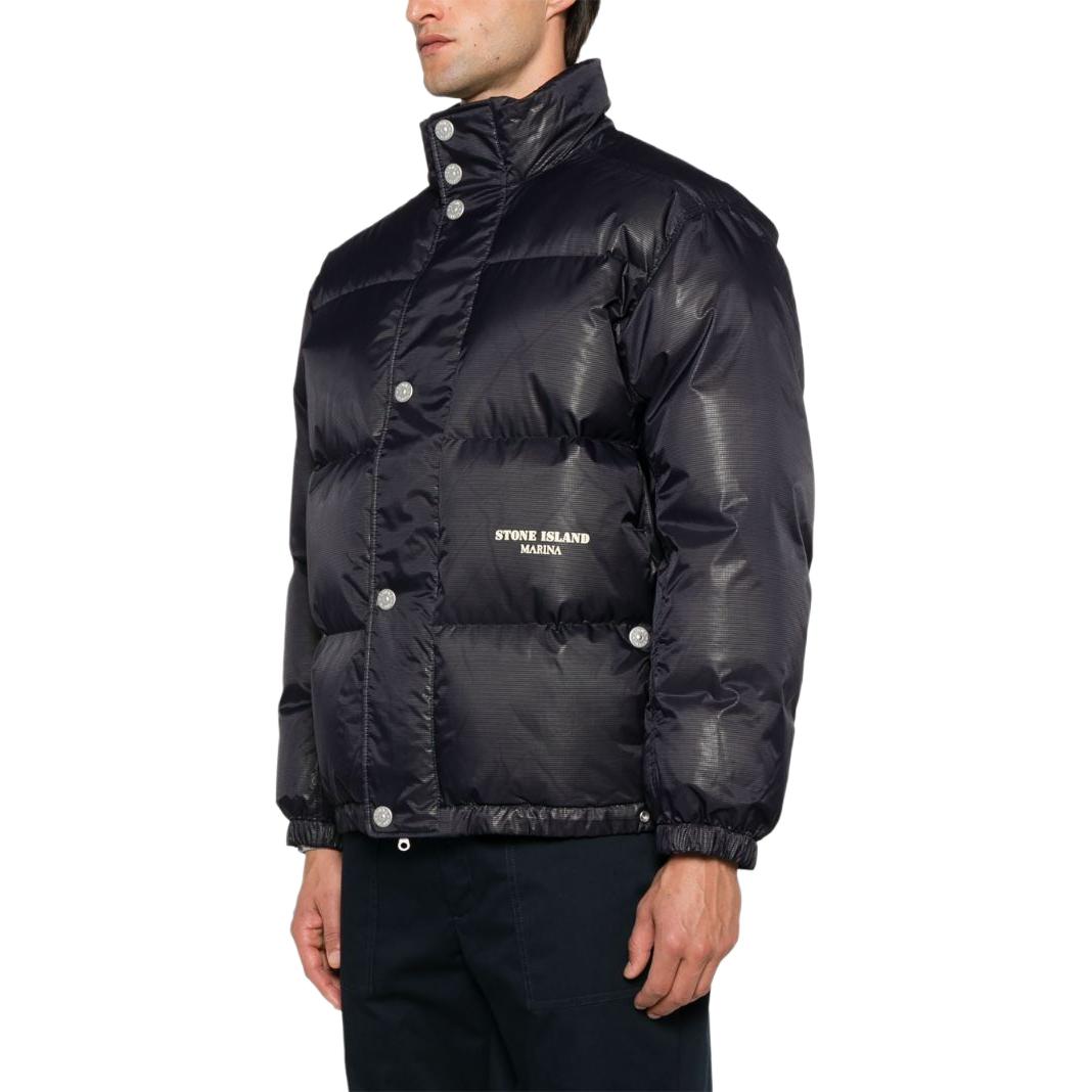 Stone Island Letter Print Puffer Jacket Navy - Unisex Winter Outerwear 8115446X1-V0026 圖 6
