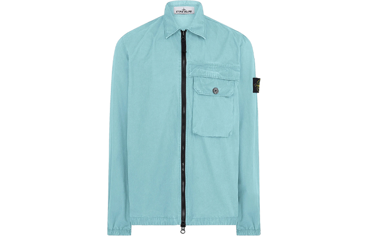 Stone Island Light Blue Cotton-Dyed Jacket with Zip Pockets 7315107WN-V0144