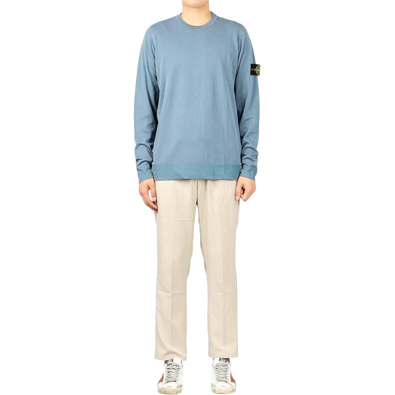 Stone Island Light Blue Crewneck Long Sleeve Sweatshirt 7415522B5-V0046