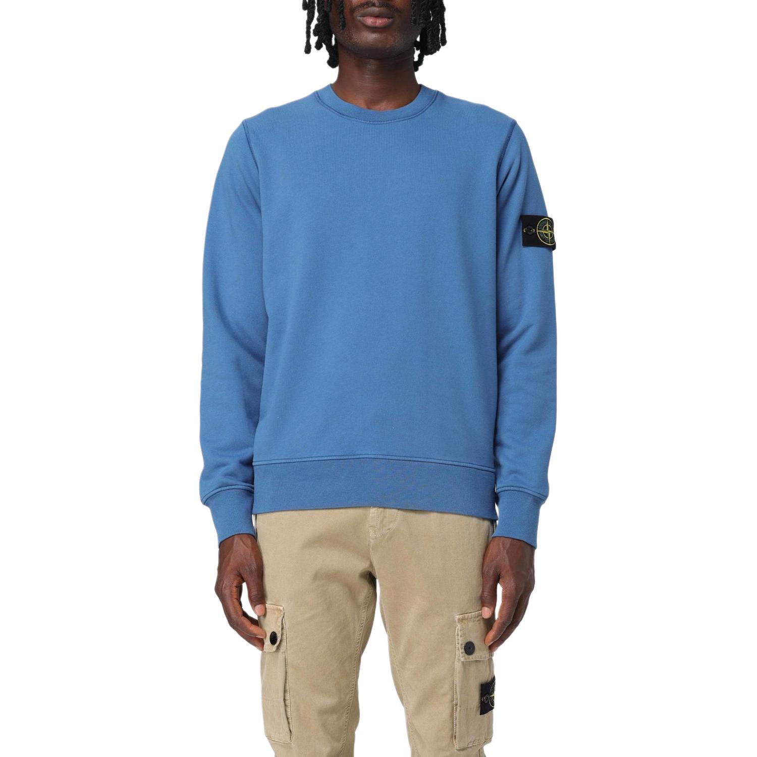 Stone Island Light Blue Crewneck Pullover Sweatshirt Long Sleeve 8115413G1-V0028