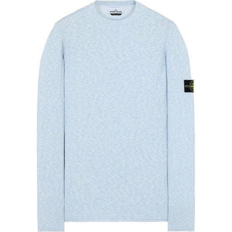 Stone Island Light Blue Crewneck Sweatshirt with Logo Patch 7415502B0-V1041