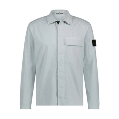 Stone Island Light Blue Logo Zip-Up Collared Jacket 801510710-V0041