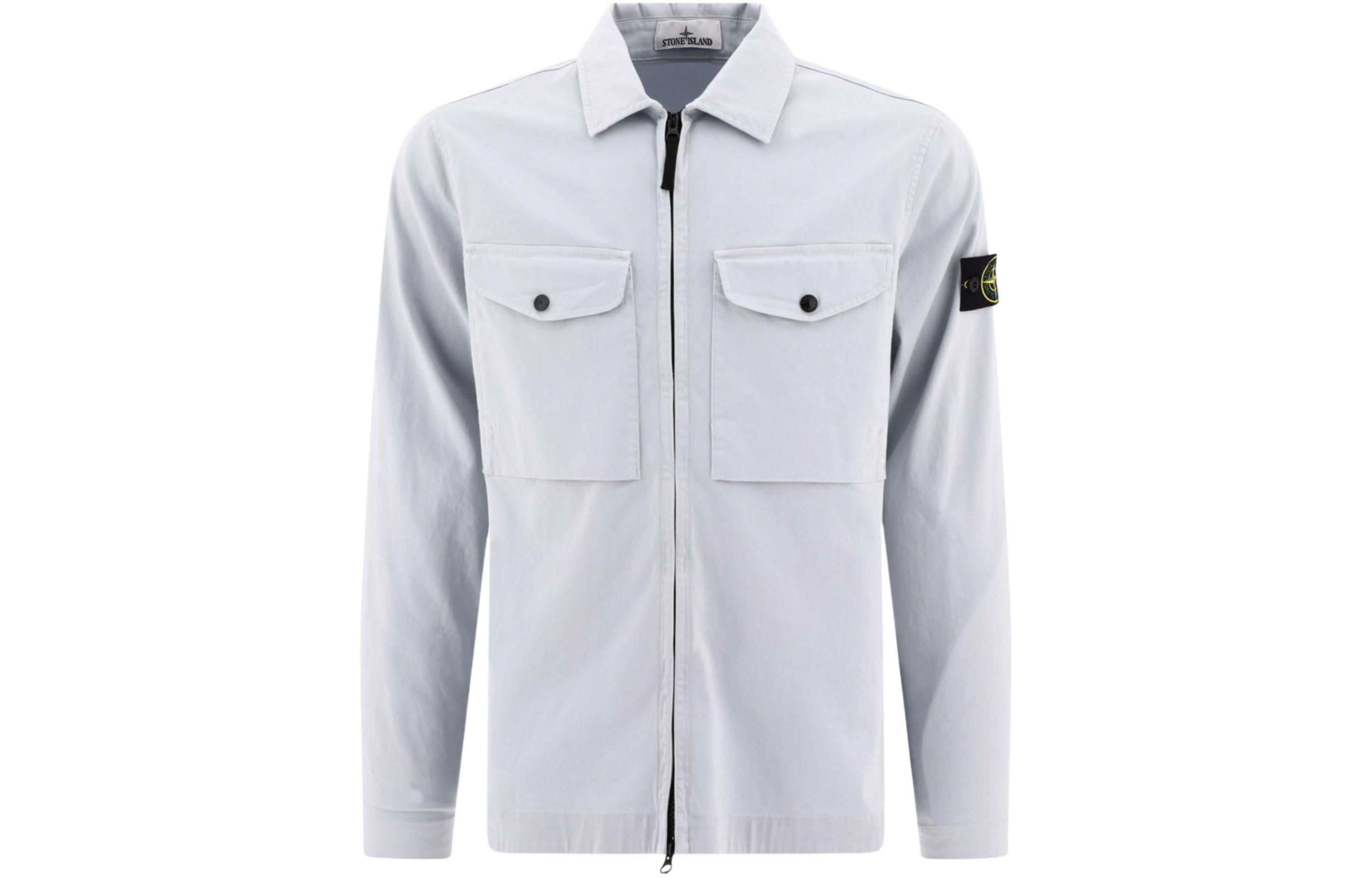 Stone Island Light Blue Logo Zip-Up Long Sleeve Jacket 801510812-V0041