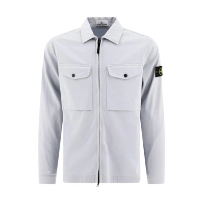Stone Island Light Blue Logo Zip-Up Long Sleeve Jacket 801510812-V0041