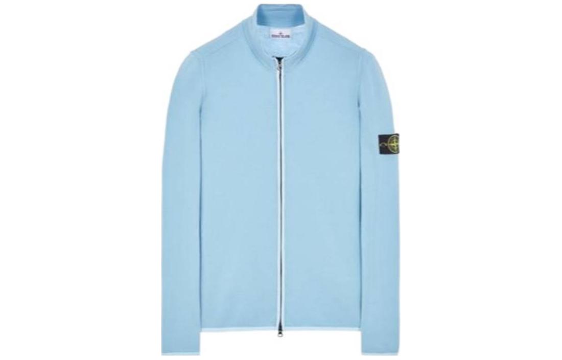 Stone Island Light Blue Zip-Up Jacket with Stand Collar 7915503A1-V0041