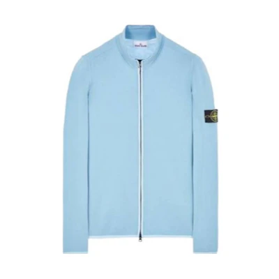 Stone Island Light Blue Zip-Up Jacket with Stand Collar 7915503A1-V0041