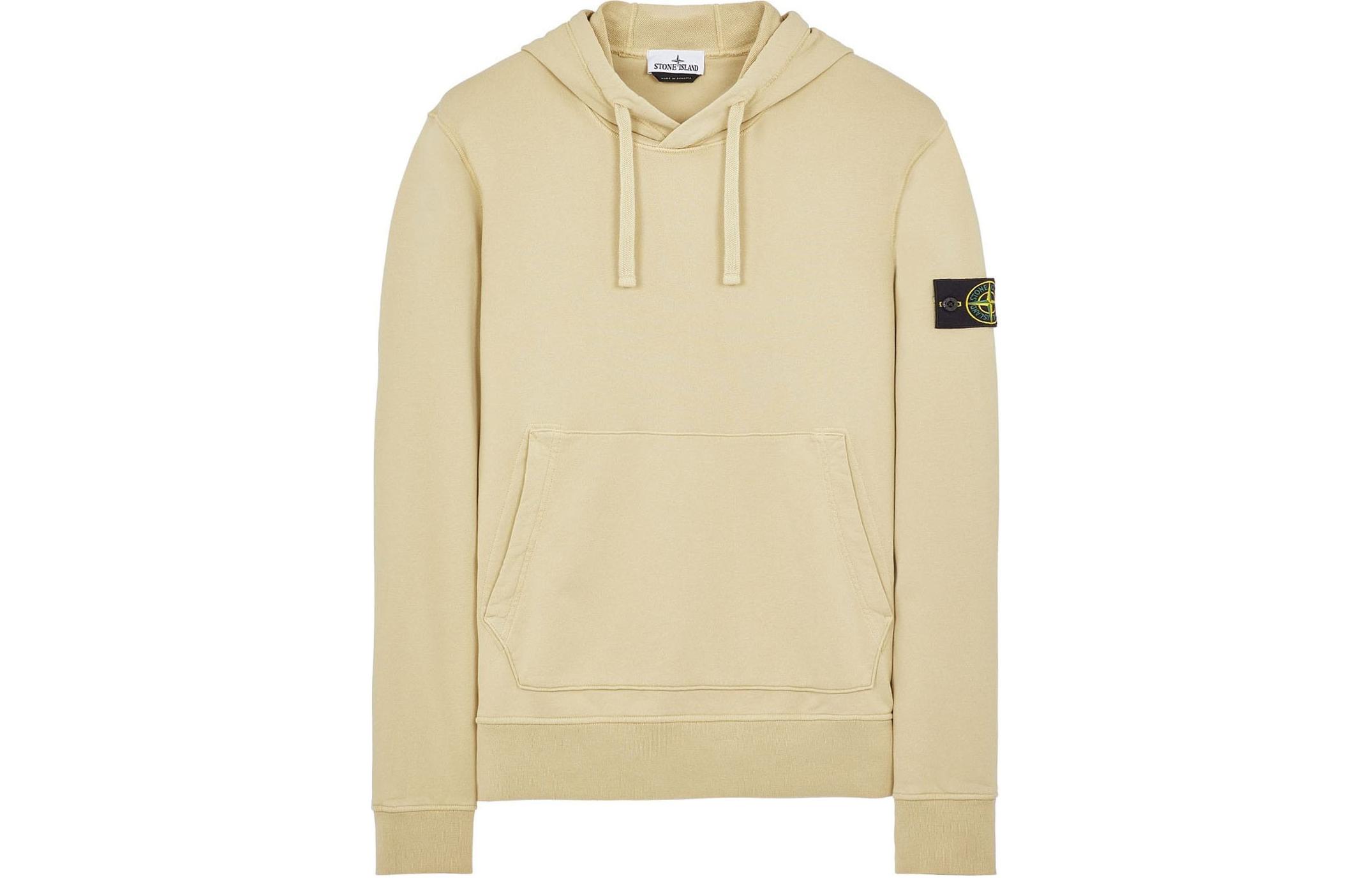 Stone Island Light Brown Logo Print Hoodie 801564151-V0091